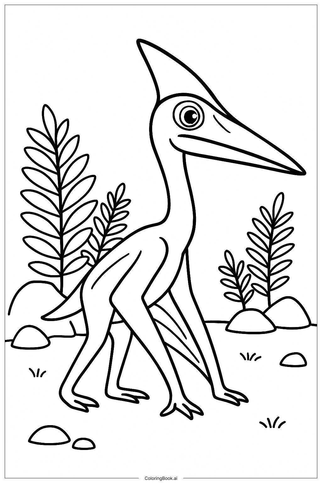  Página para colorir de Perfil Lateral de um Quetzalcoatlus 