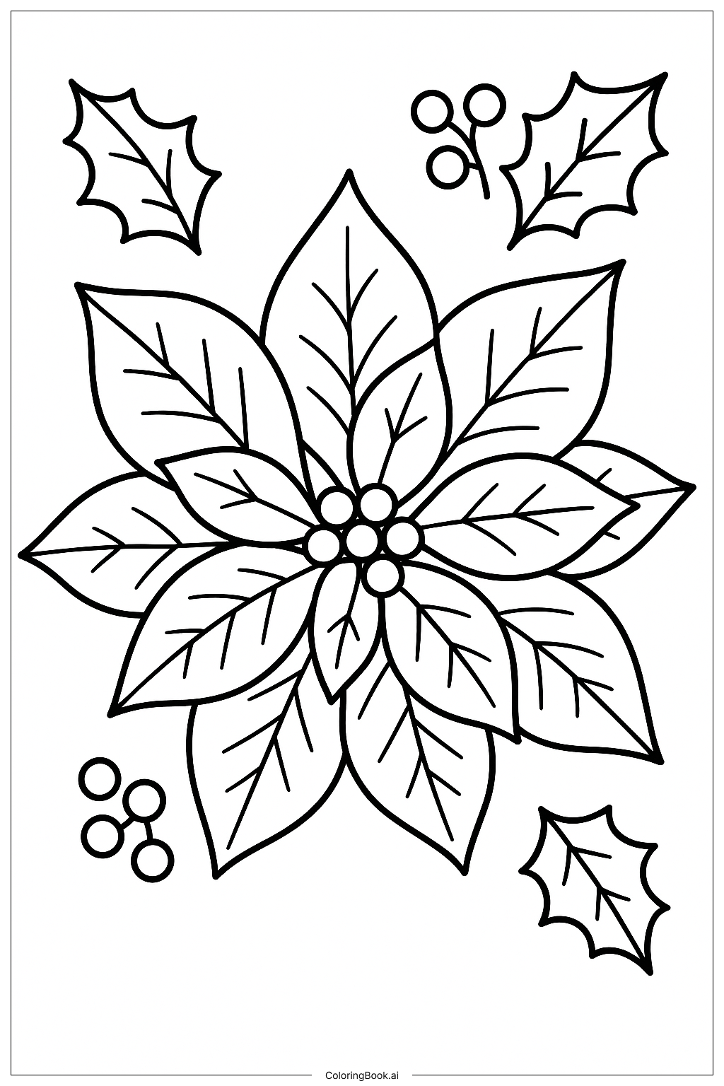 Poinsettia Petals Coloring Page