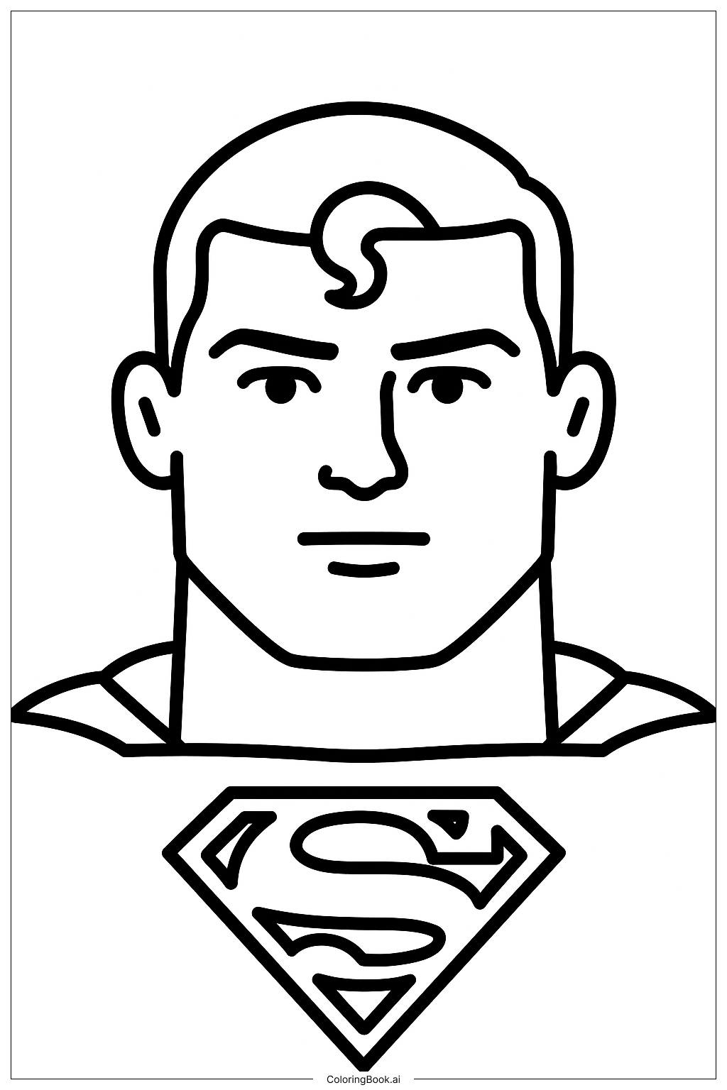  Página para colorear de Un Contorno Sencillo de la Cara de Superman 