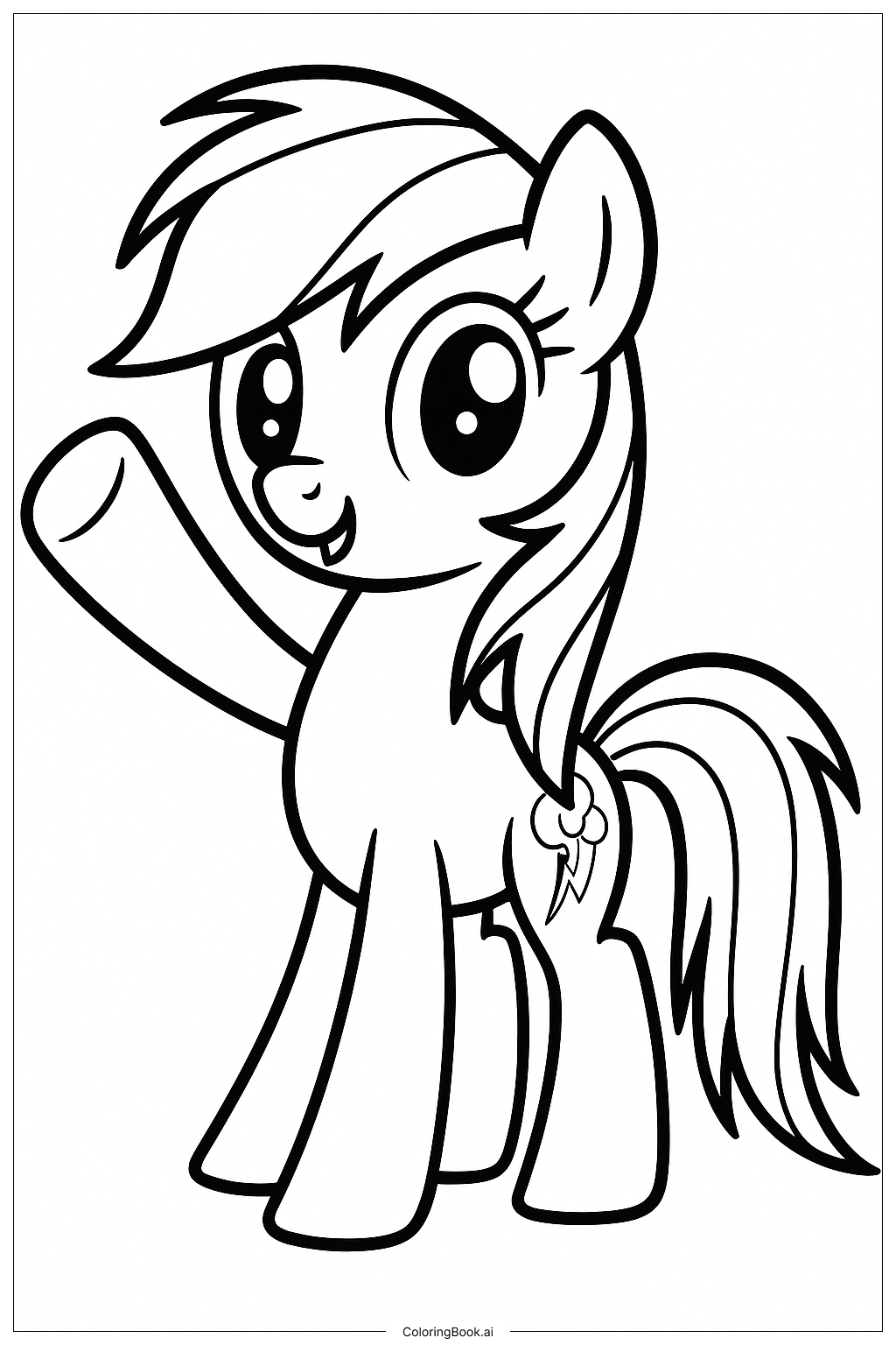  Página para colorear de Rainbow Dash saludando 