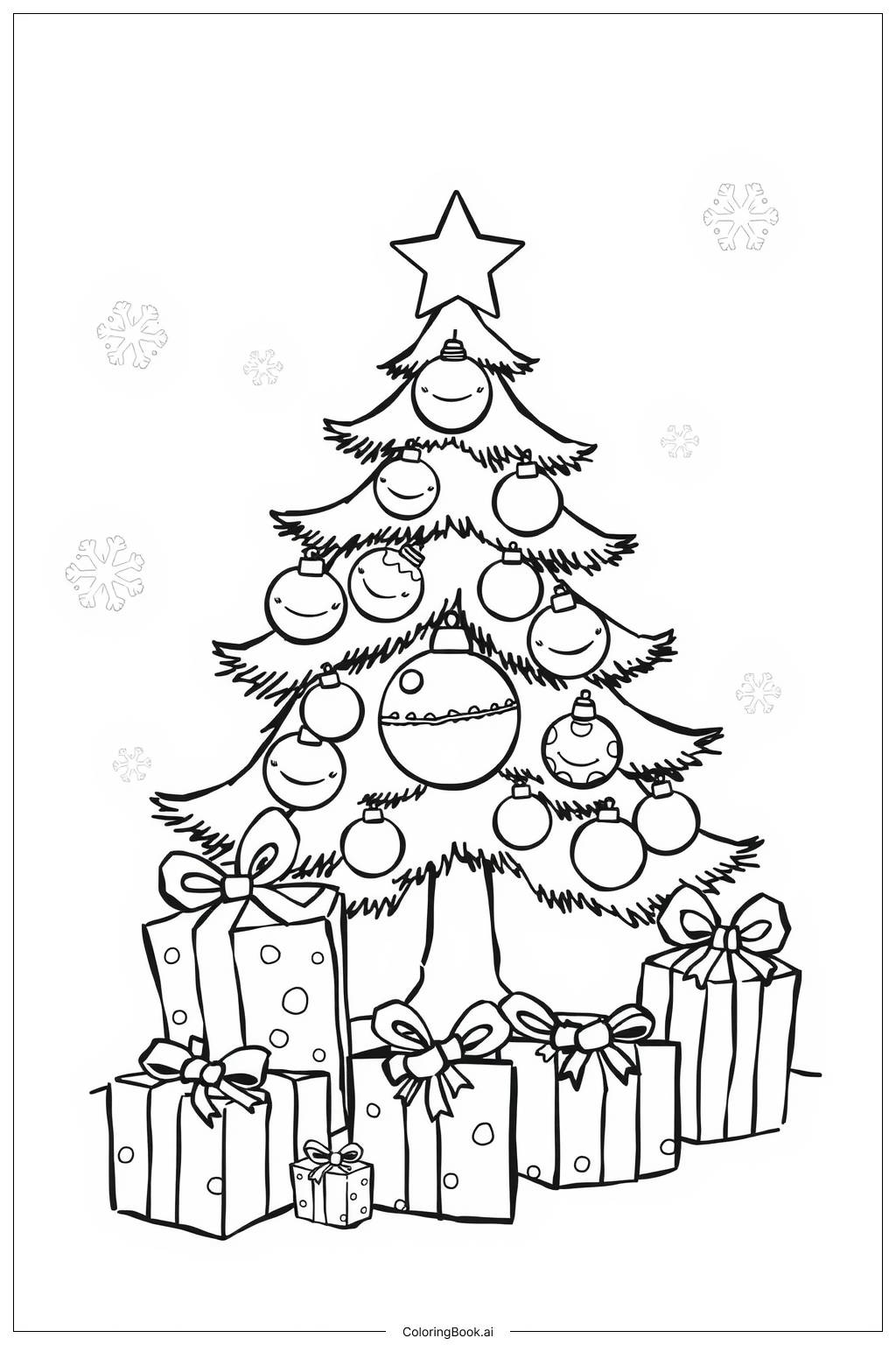  Christmas Tree With Gifts Coloring Page 