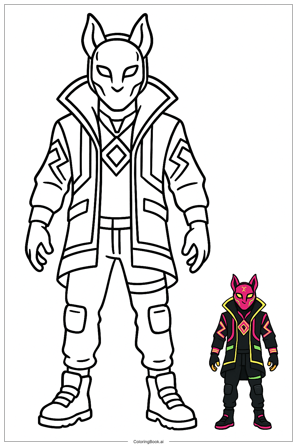  Fortnite Drift in Neon Outfit Ausmalseite 