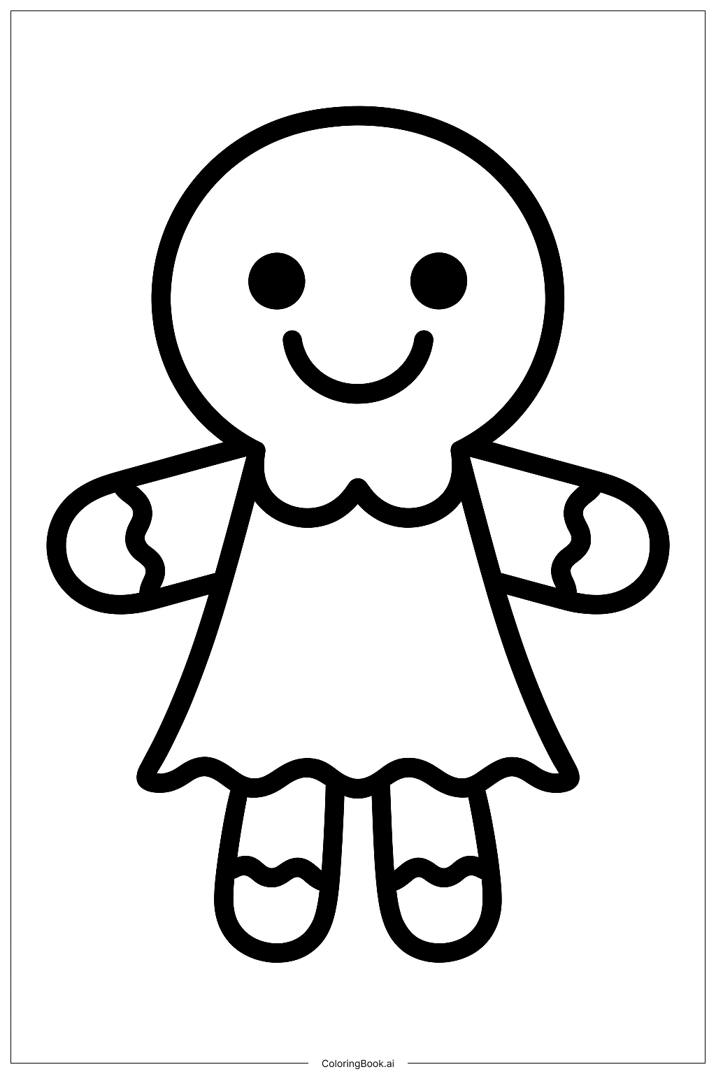  小さなジンジャーブレッドの女の子の友達の塗り絵ページ 