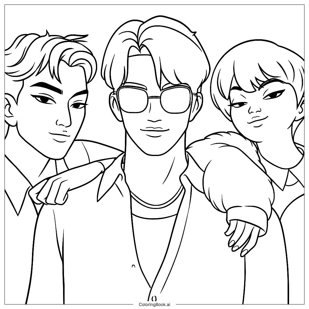  Three Soja Boy Members Posing Together Coloring Page 