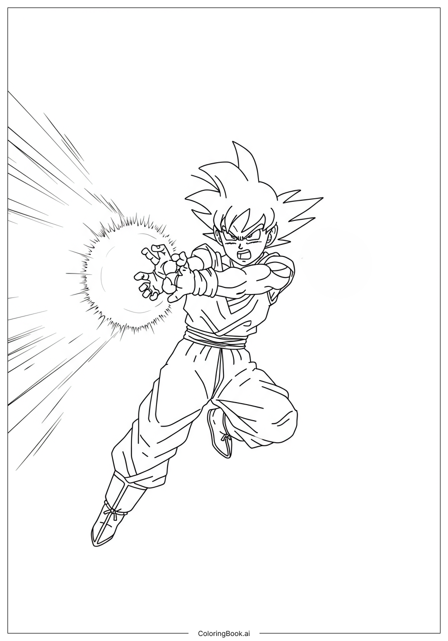 Goku blockiert die Energieblast Ausmalseite 