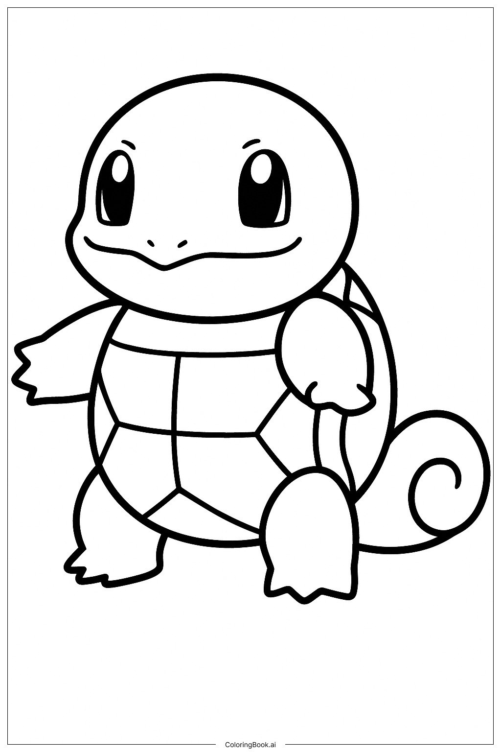  Página para colorear de Un Squirtle Estilo Dibujo Animado 