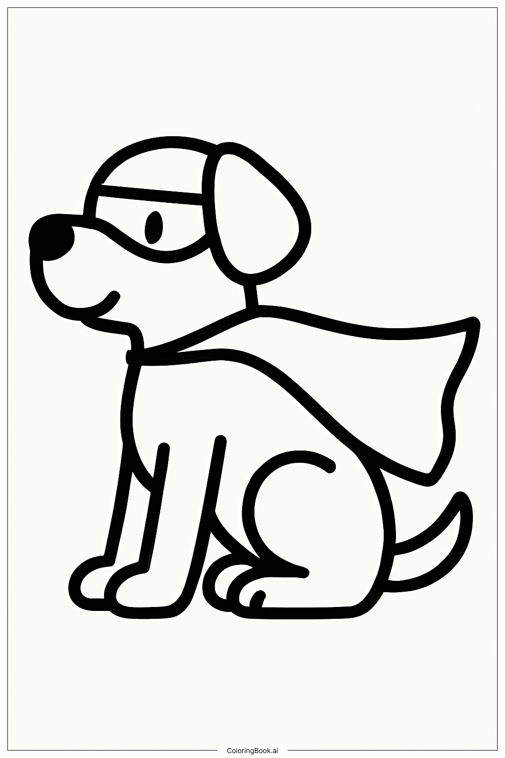 Superhelden-Hund mit Umhang Ausmalseite