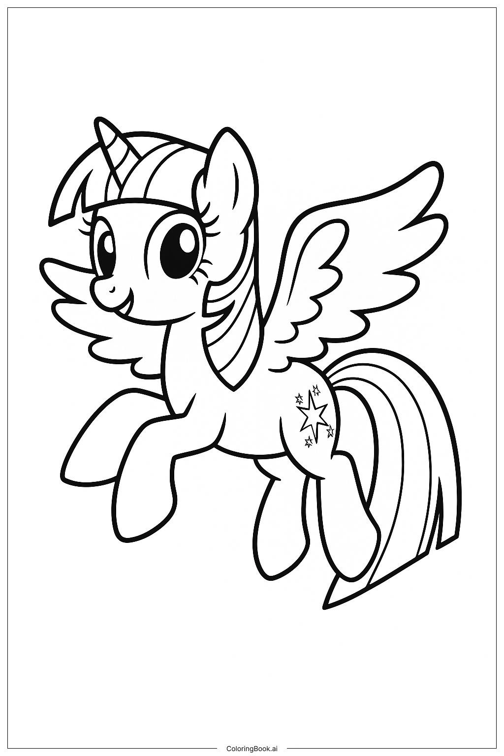  Page de coloriage Twilight Sparkle volant dans le ciel 