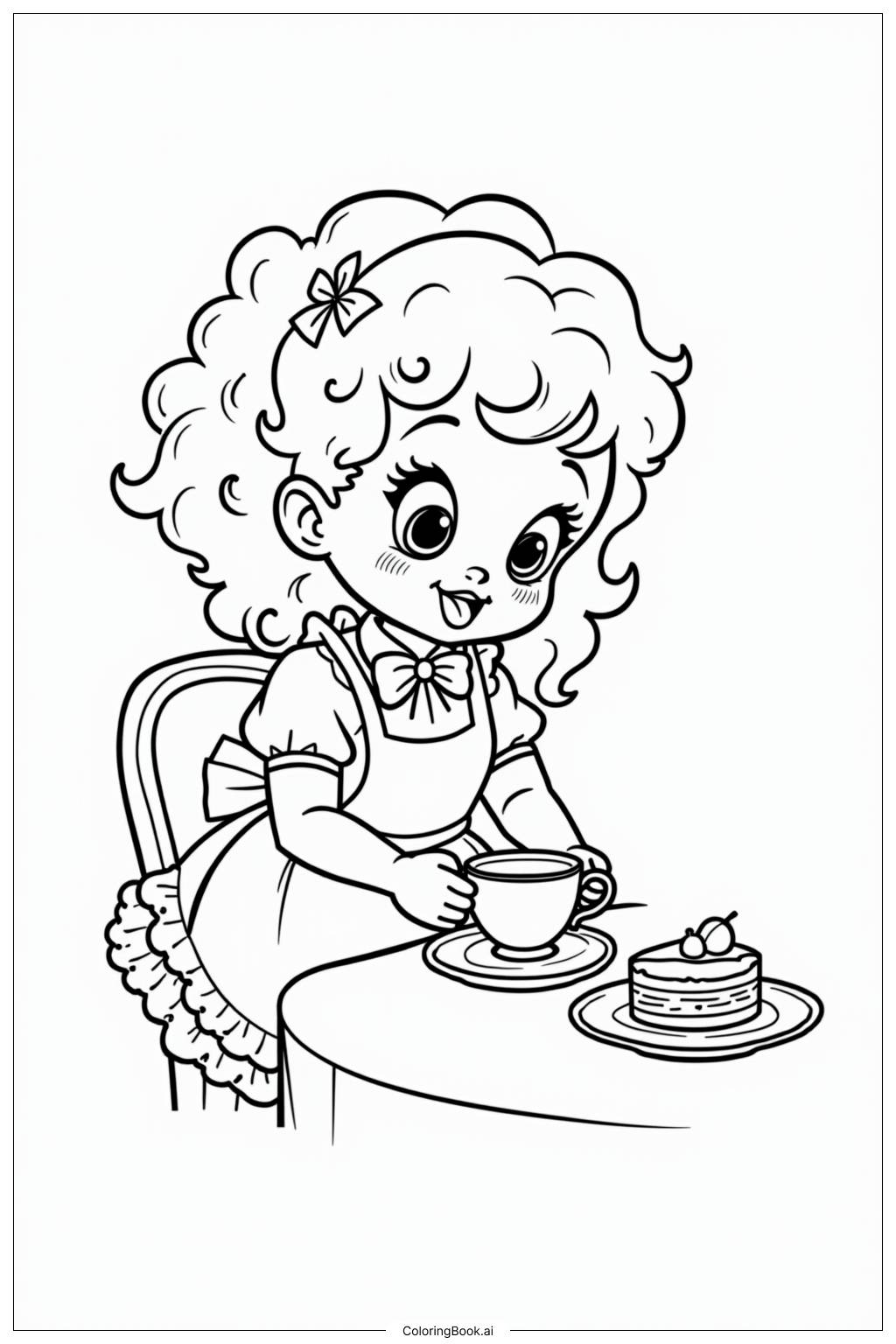  Raspberry Torte Strawberry Shortcake Tea Time Coloring Page 