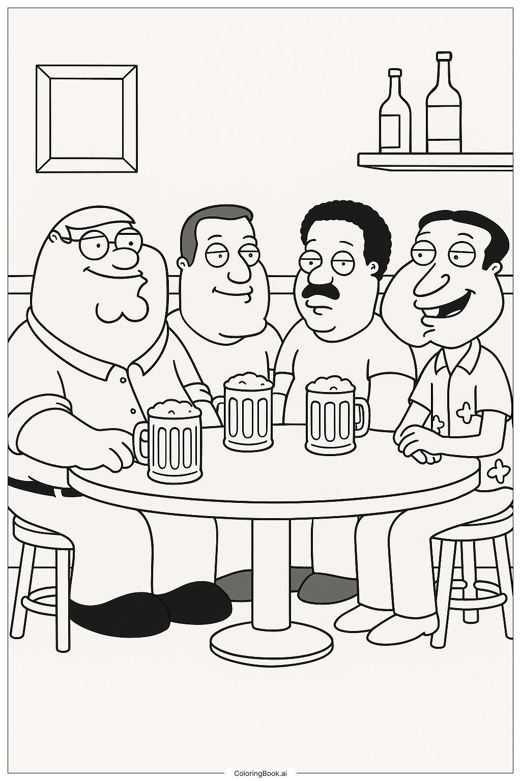  Family Guy Peter and his Friends at the Clam Coloring Page 