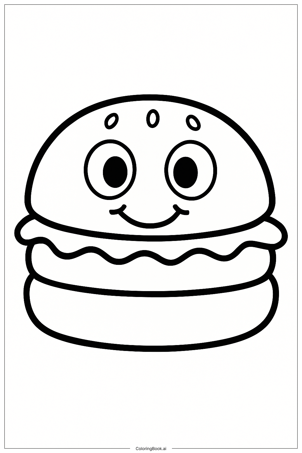  Smiling Hamburger With Eyes Coloring Page 