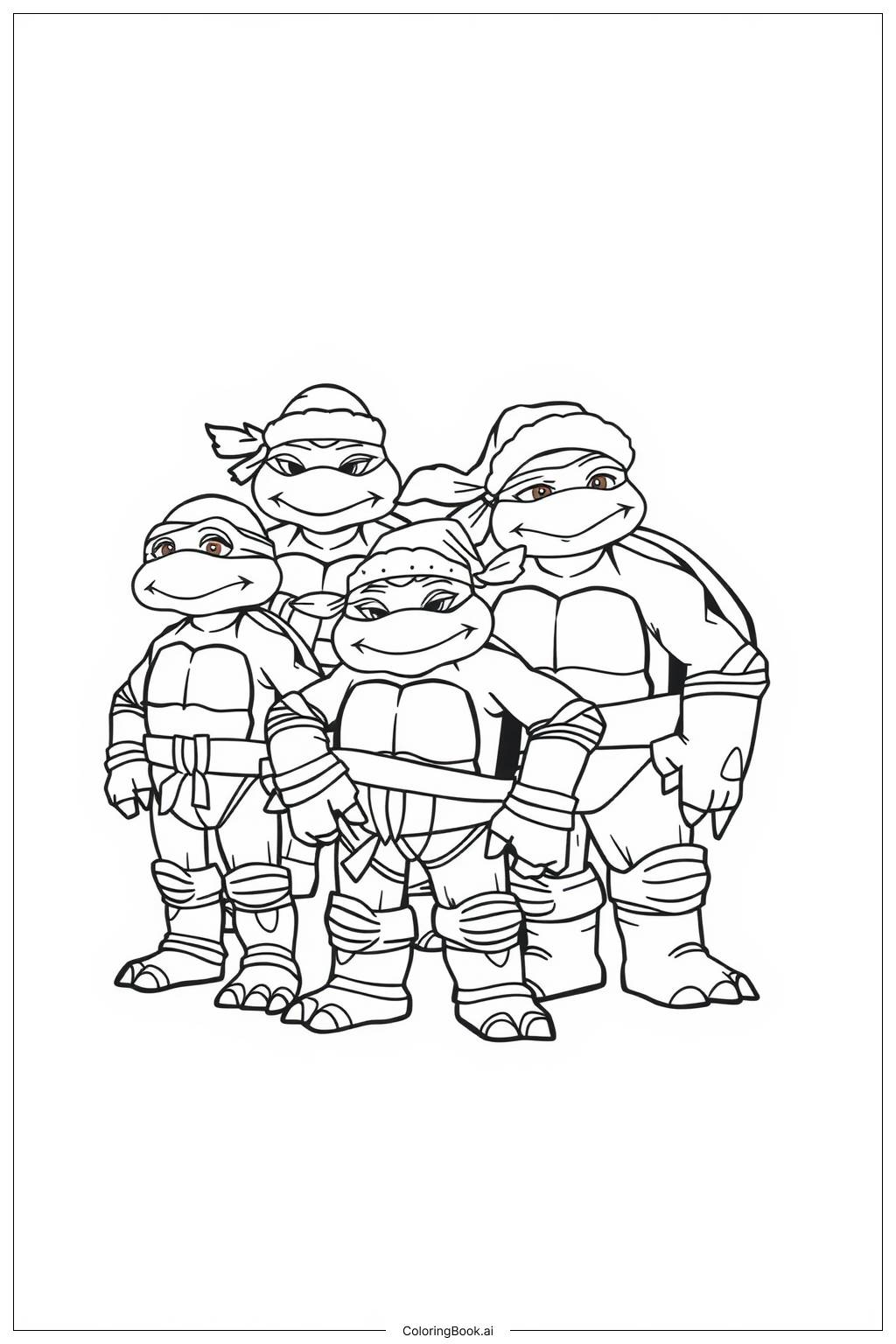  Página para colorear de fiesta navideña de las tortugas ninja 