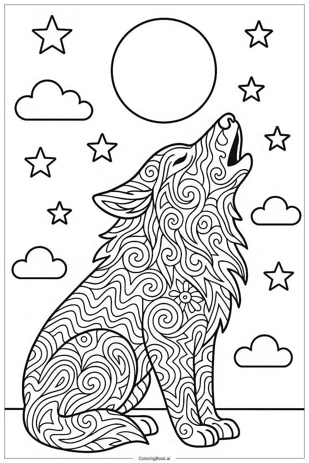  Trang tô màu Một Con Sói Ảo Ứớc Gâu Gừ 