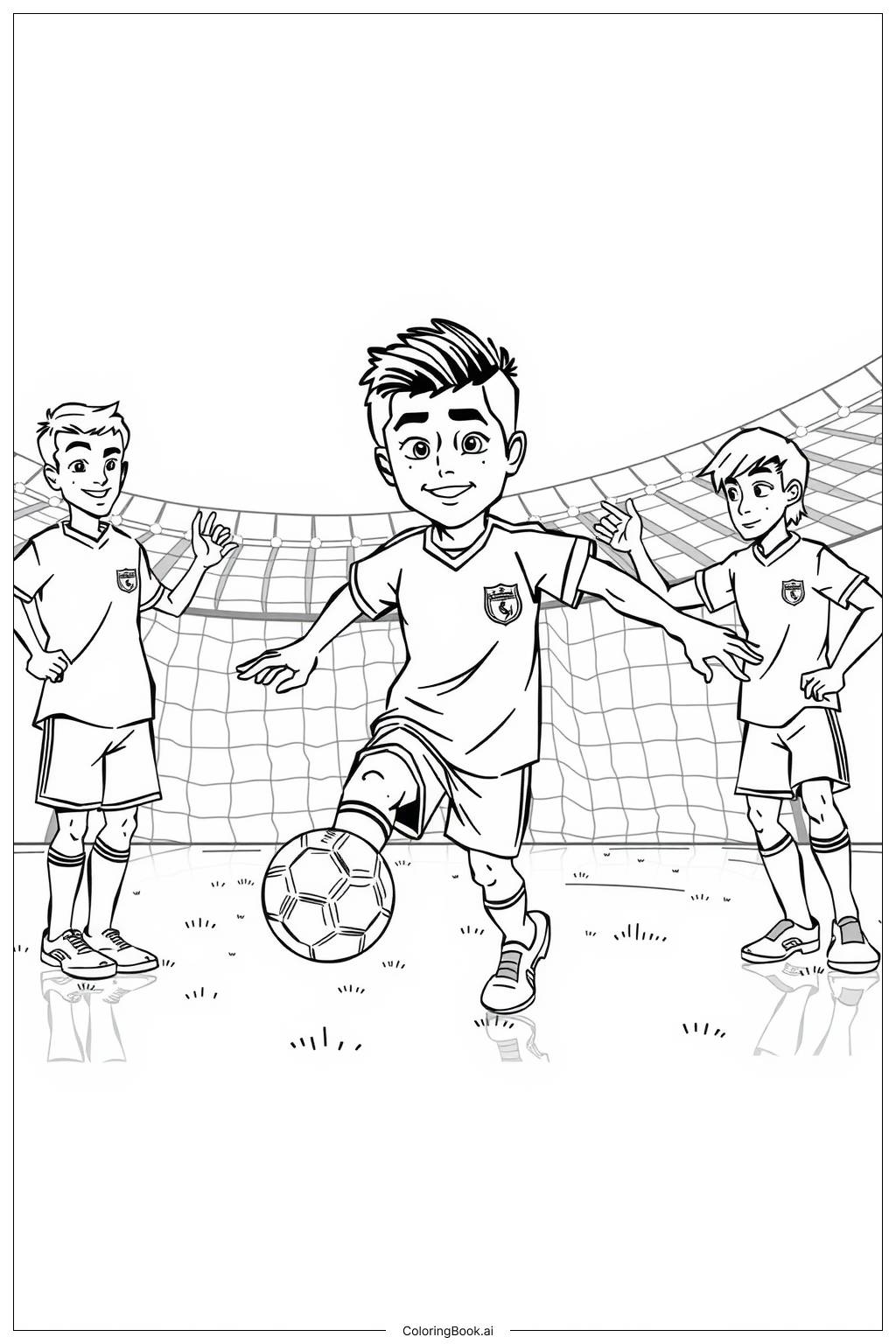  Ronaldo Dribbling Past Multiple Defenders Coloring Page 