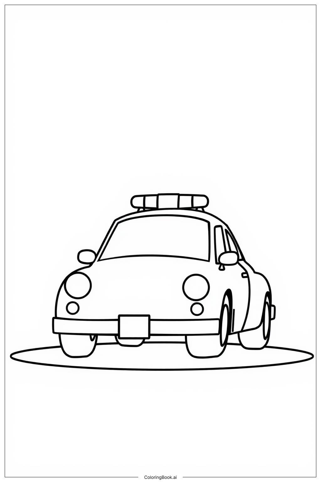  Police Car on the Road Coloring Page 