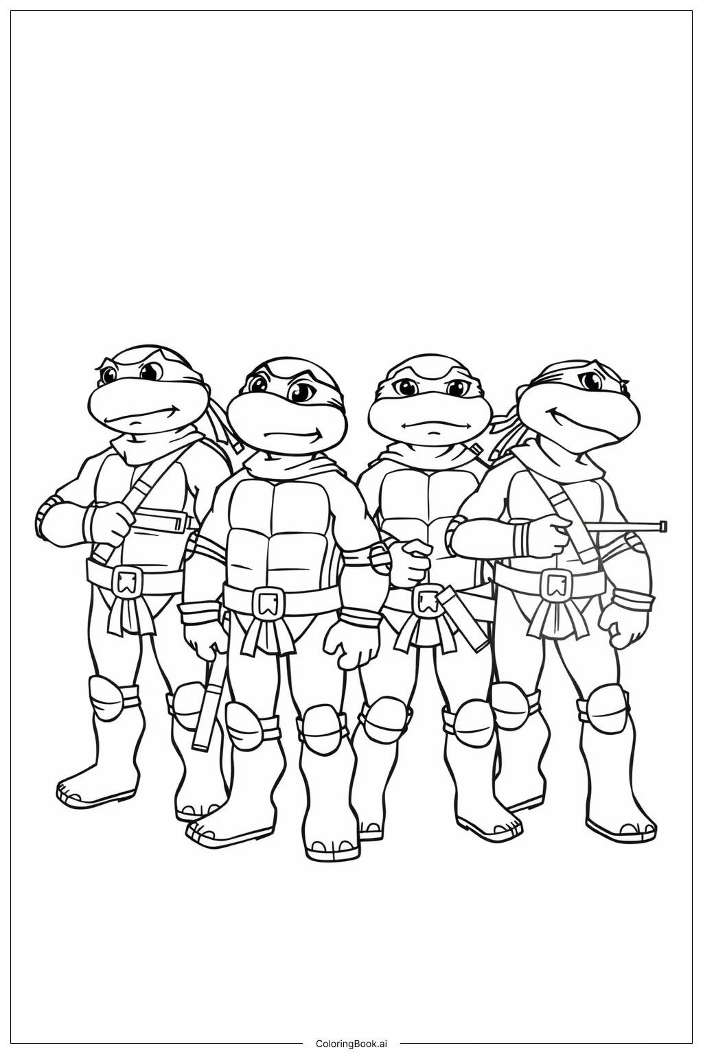  ninja turtles teaming up for adventure Coloring Page 