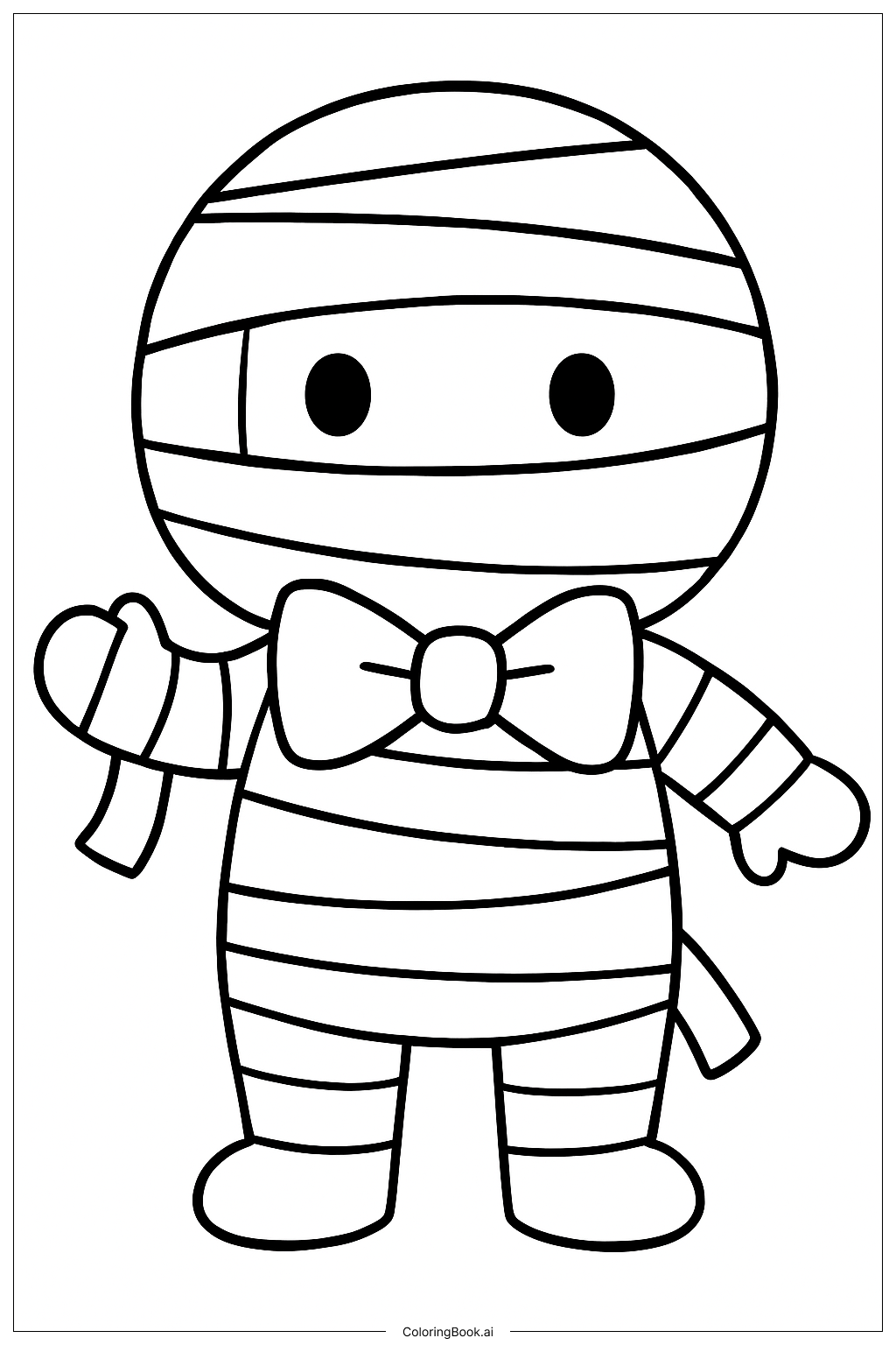  Mummy Wearing A Bow Tie Coloring Page 