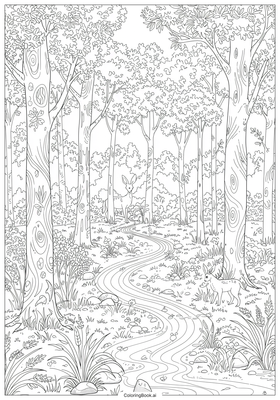 Mindfulness Forest With Intricate Details Ausmalseite