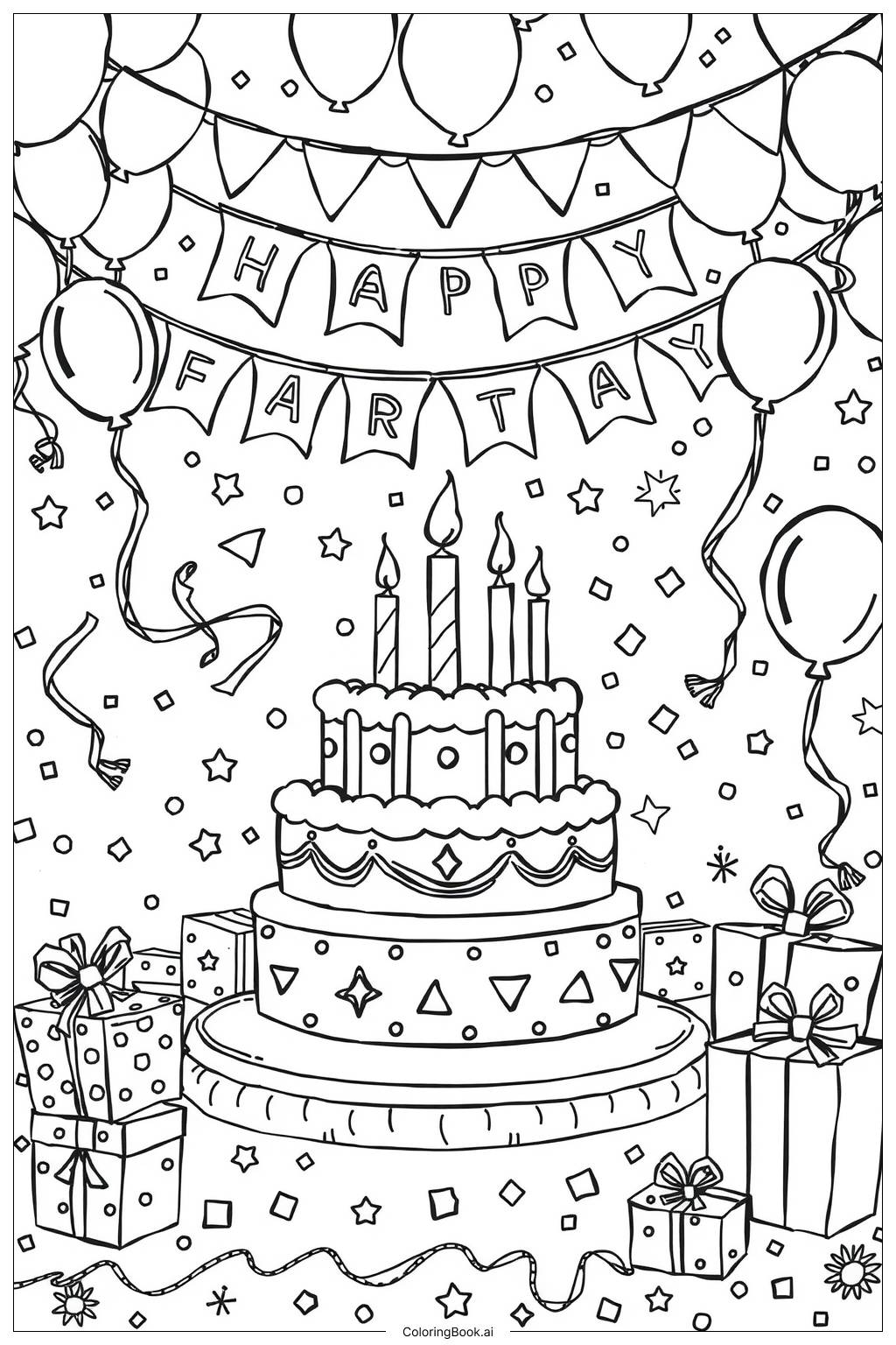  Decorated Cake Animals-2 Coloring Page 