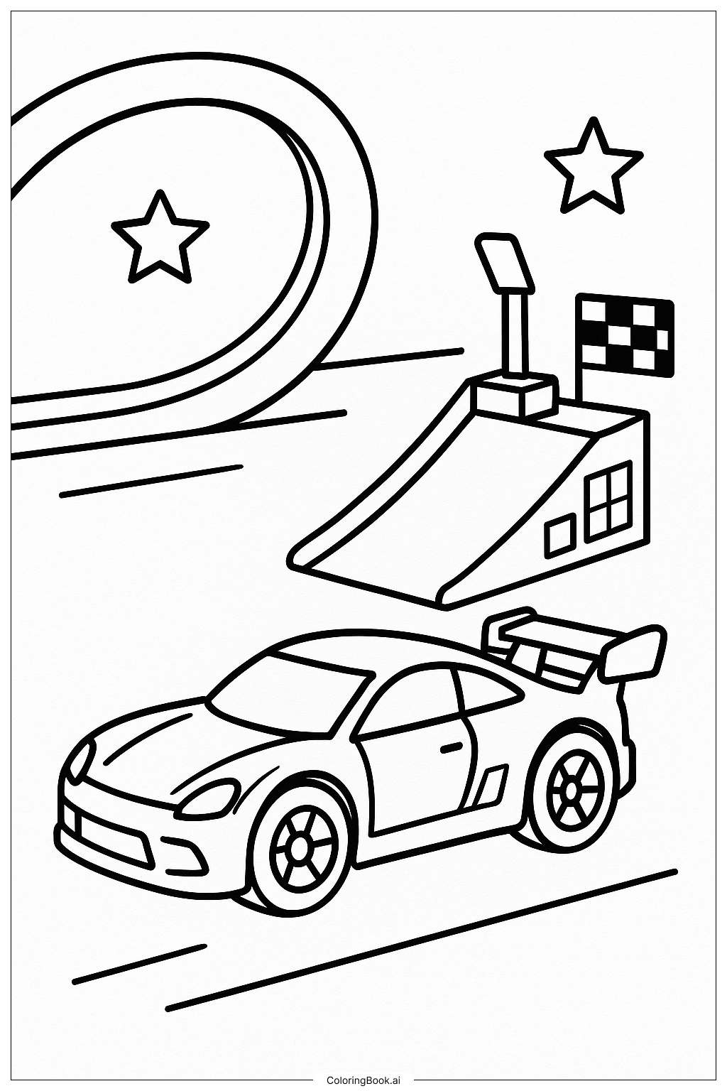  Hot Wheels Car And A Launch Pad Coloring Page 