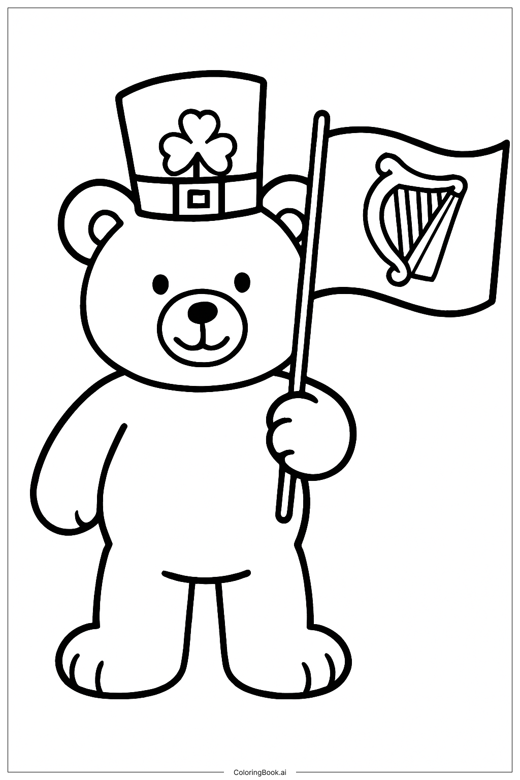  St. Patrick's Day Bär mit Fahne Ausmalseite 