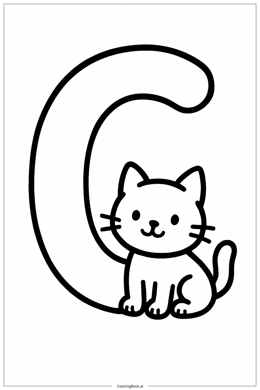  귀여운 알파벳 C와 고양이 색칠공부 페이지 