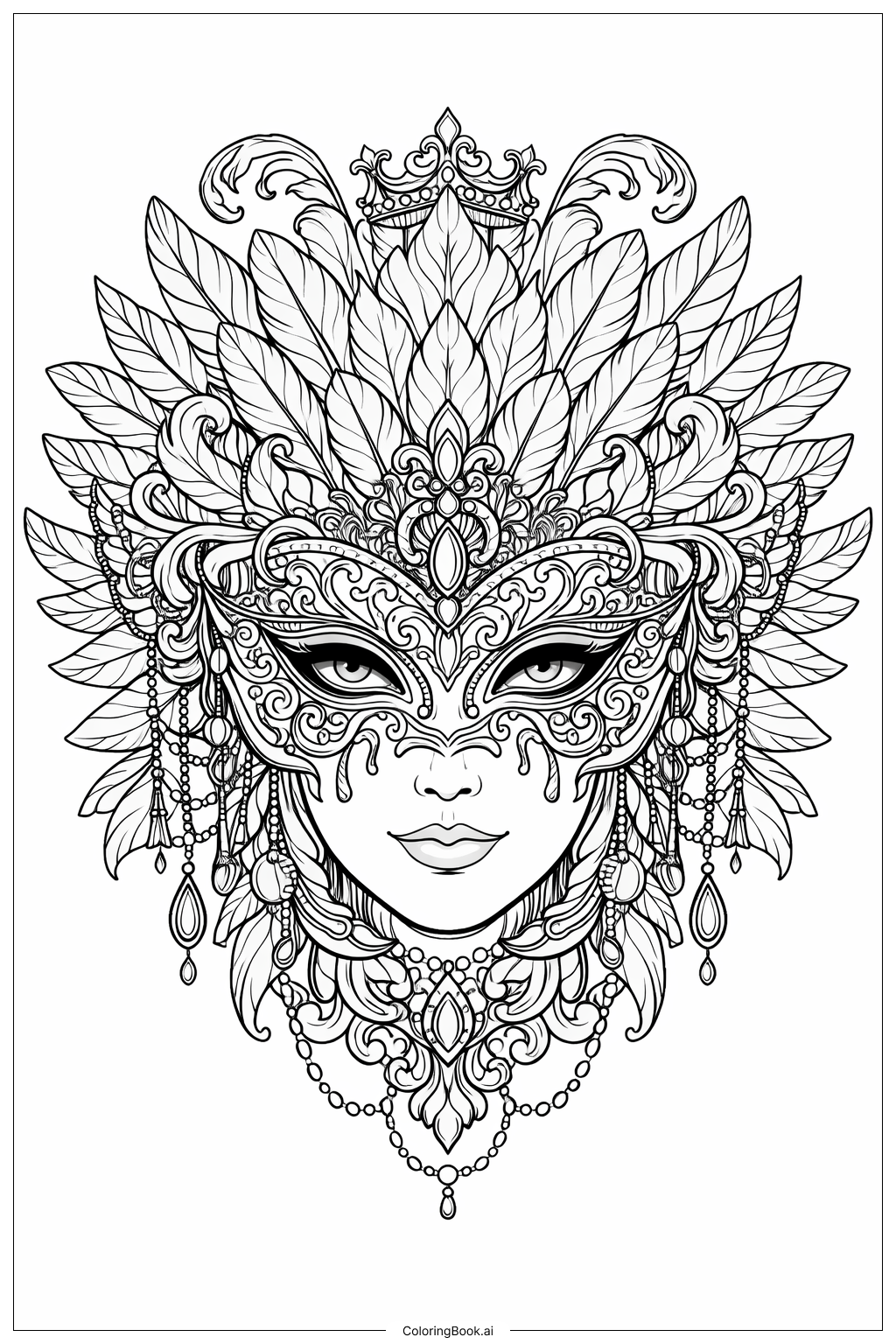 Trang tô màu Mặt nạ Lễ hội Carnival