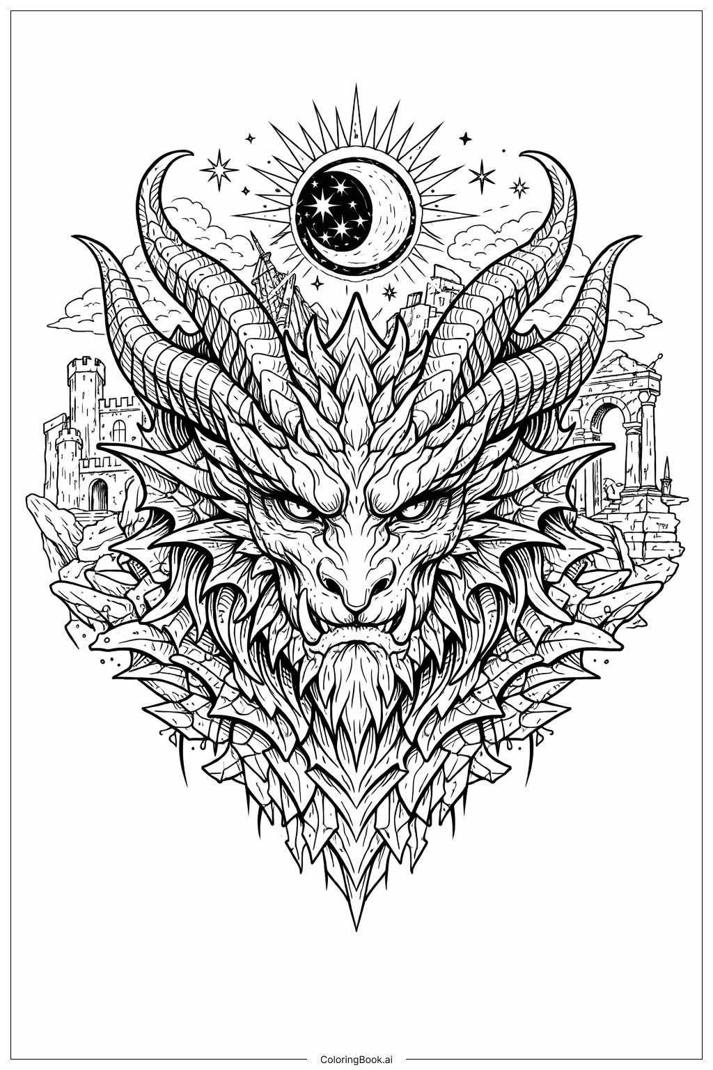 Face Of Mythical Creature Coloring Page