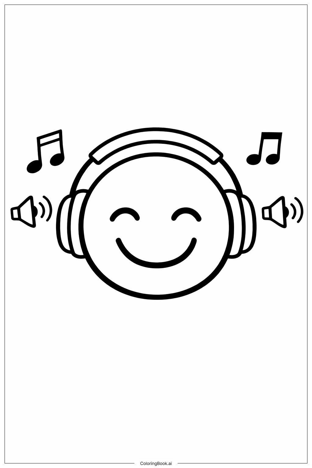  戴耳機的臉著色頁 