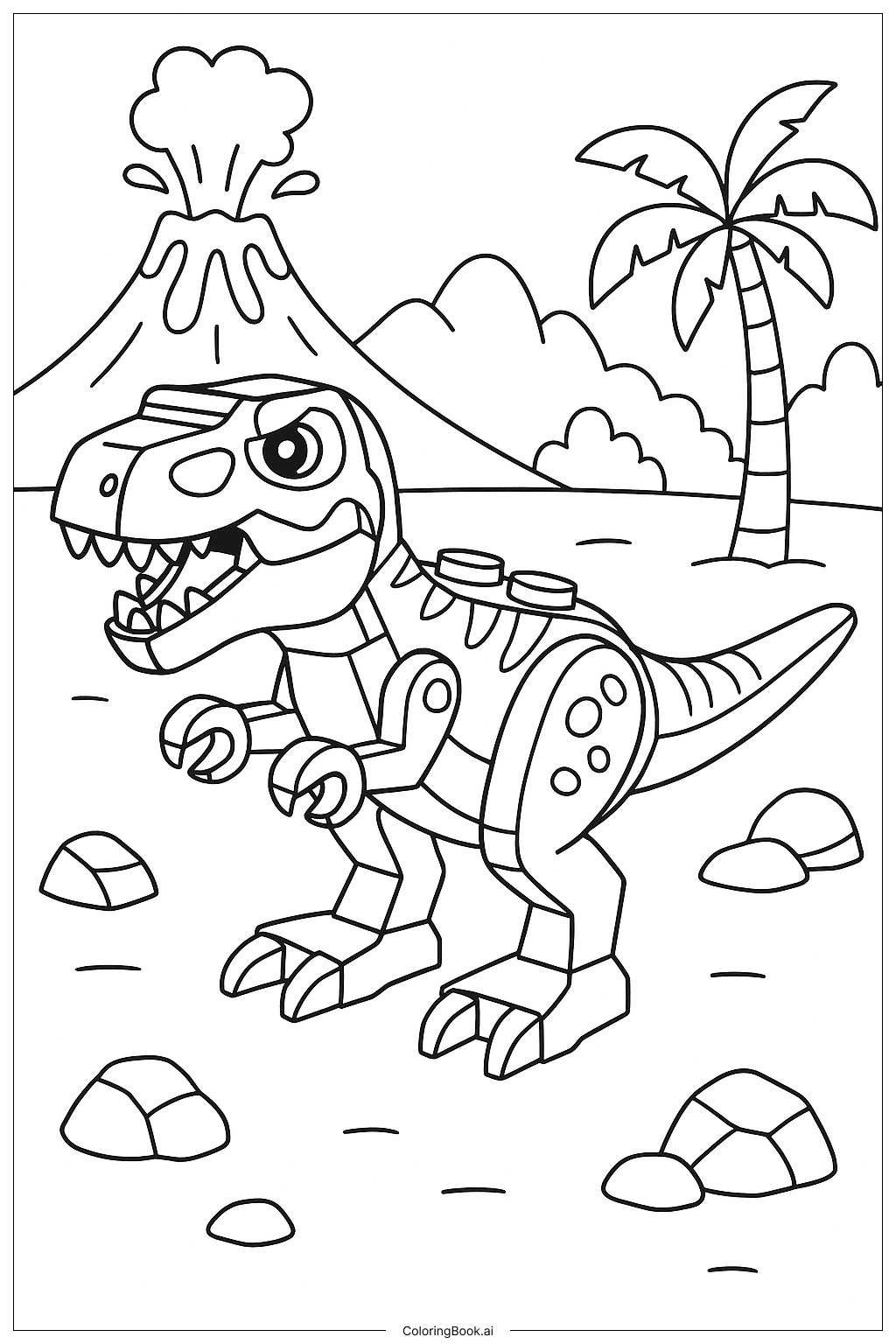 Página para colorear de Jurassic World Lego T-Rex
