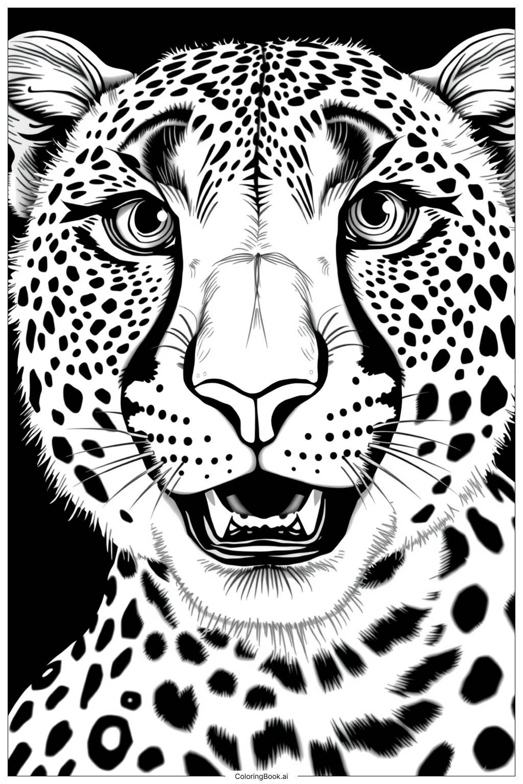  Page de coloriage sourire de guépard 