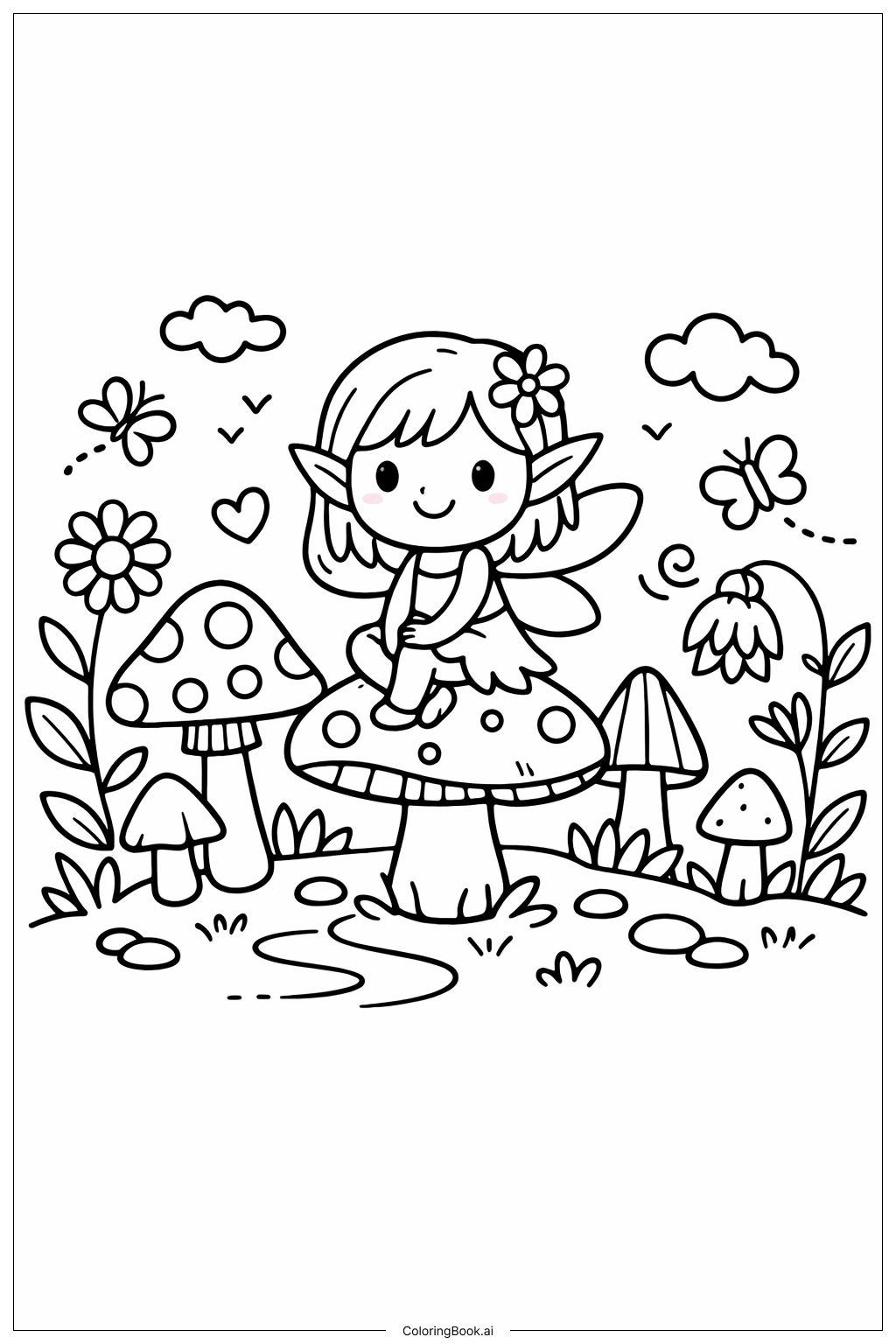  仙子花園塗鴉著色頁 