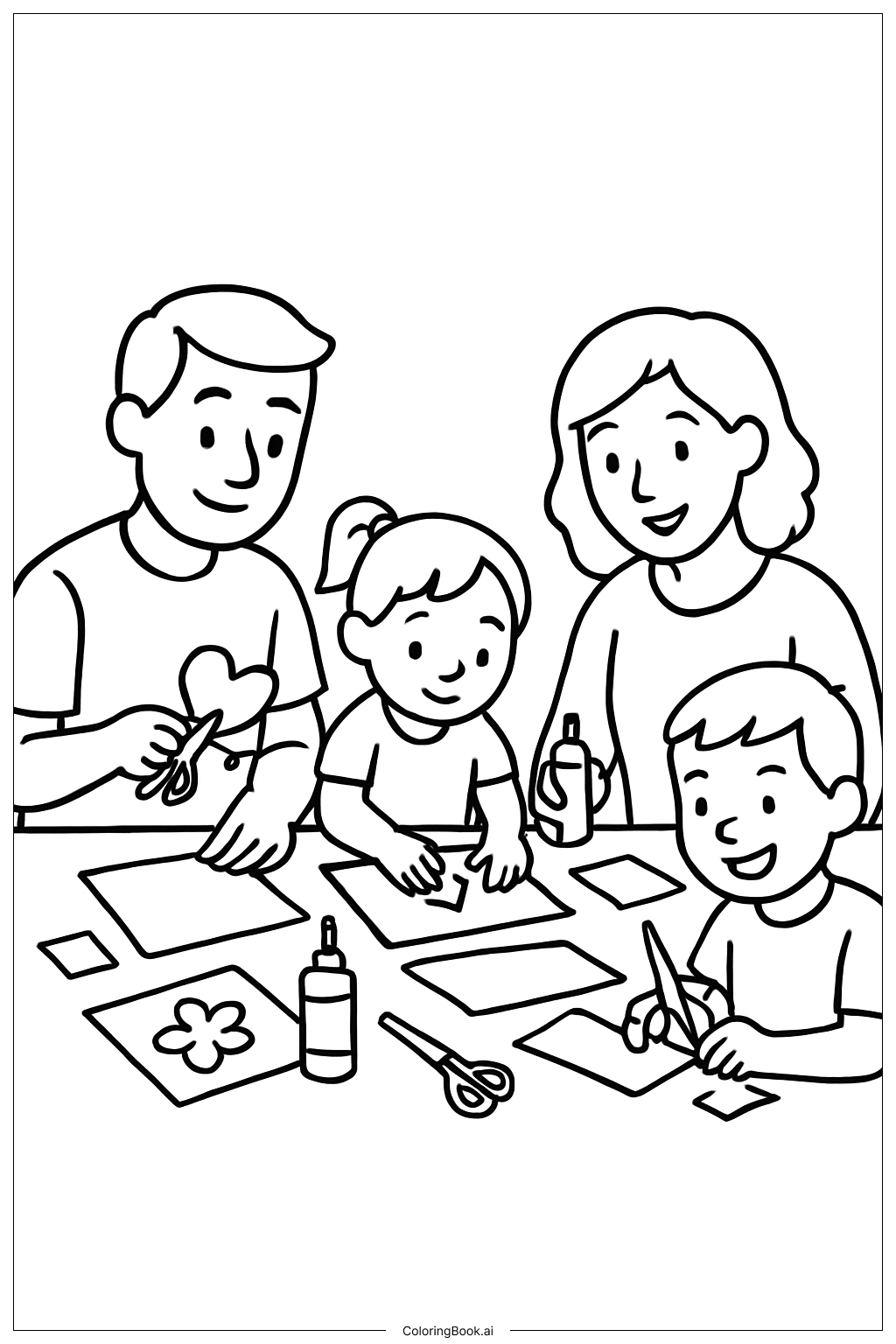 家族のアートとクラフトの塗り絵ページ