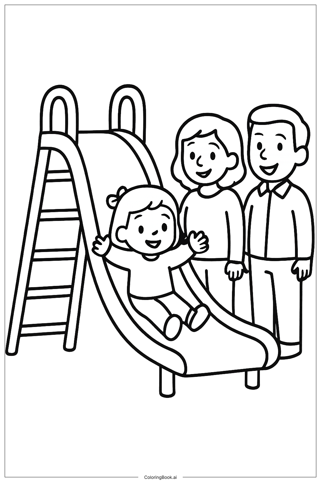 遊び場の家族の塗り絵ページ