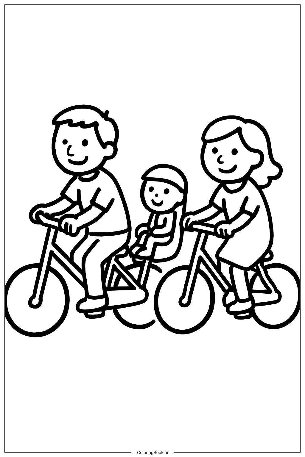家族の自転車乗りの塗り絵ページ