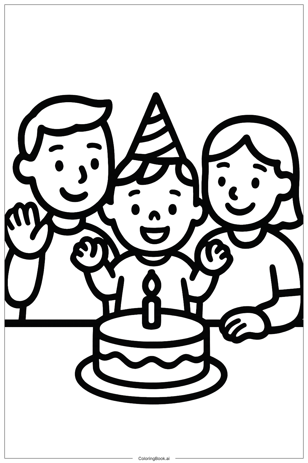 家族の誕生日パーティーの塗り絵ページ