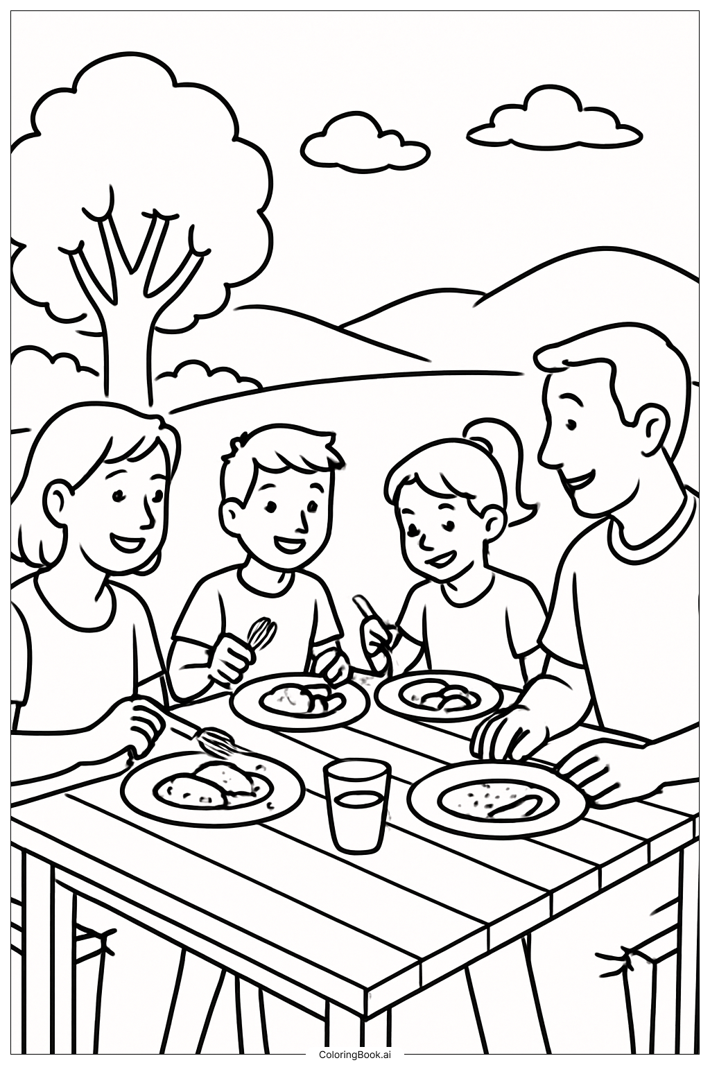 家族の屋外ディナー