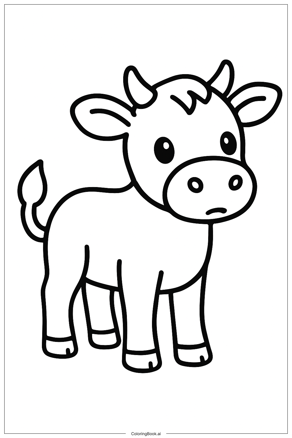  Page de coloriage Veau Curieux d'Animal de Ferme 