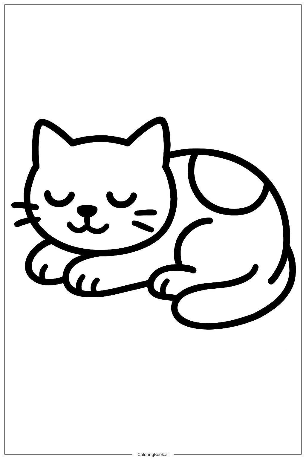  Page de coloriage Sieste d'un chat d'animaux de la ferme 