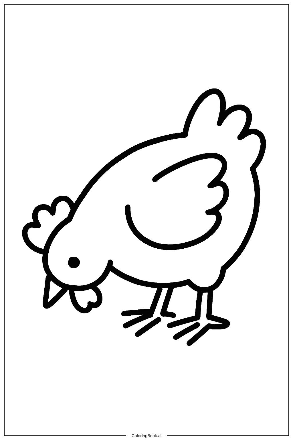  Page de coloriage Poulet de la Ferme qui Picore 