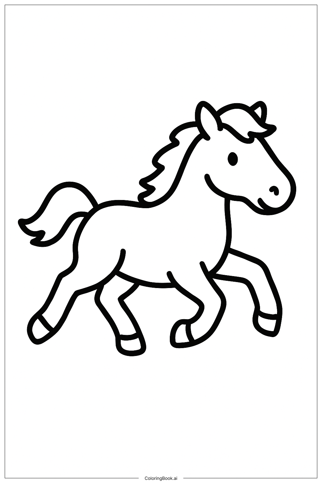  Page de coloriage Cheval d'animaux de la ferme en course 