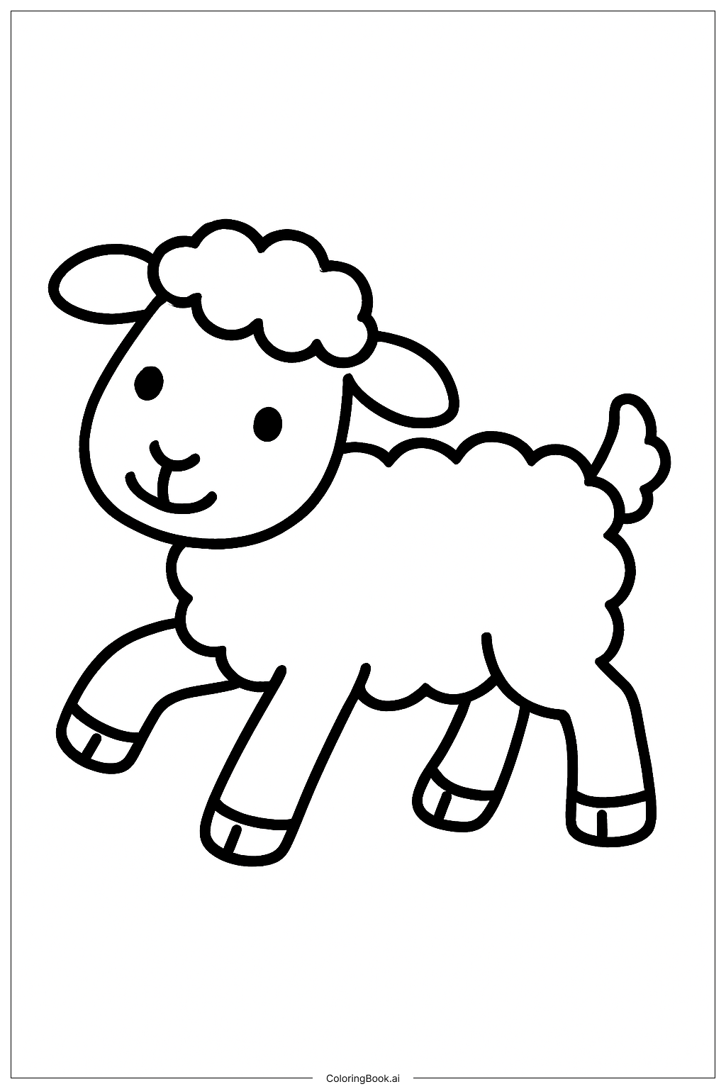  Page de coloriage Agneau de la ferme en train de jouer 