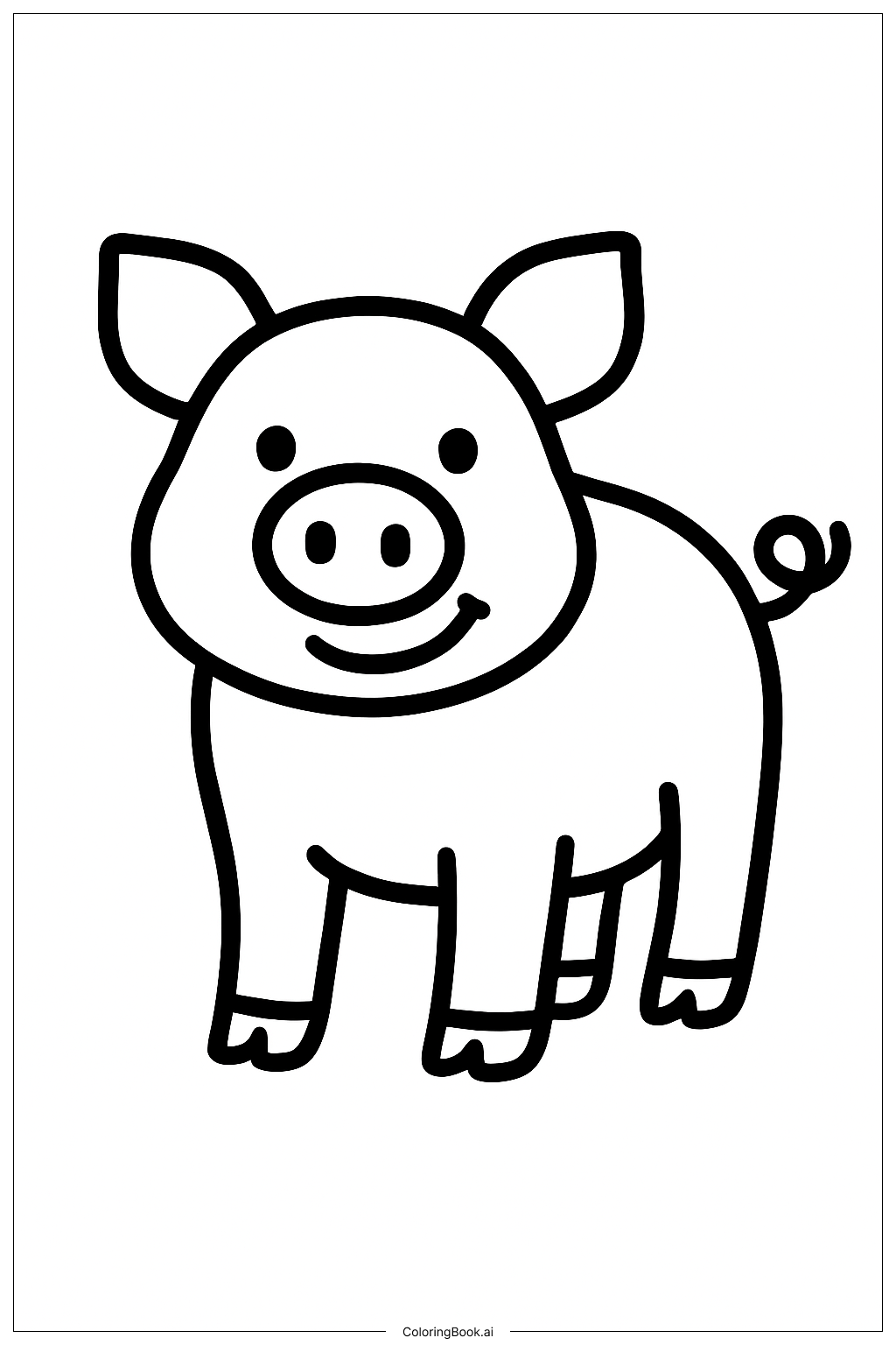  Page de coloriage Cochon de la ferme souriant 
