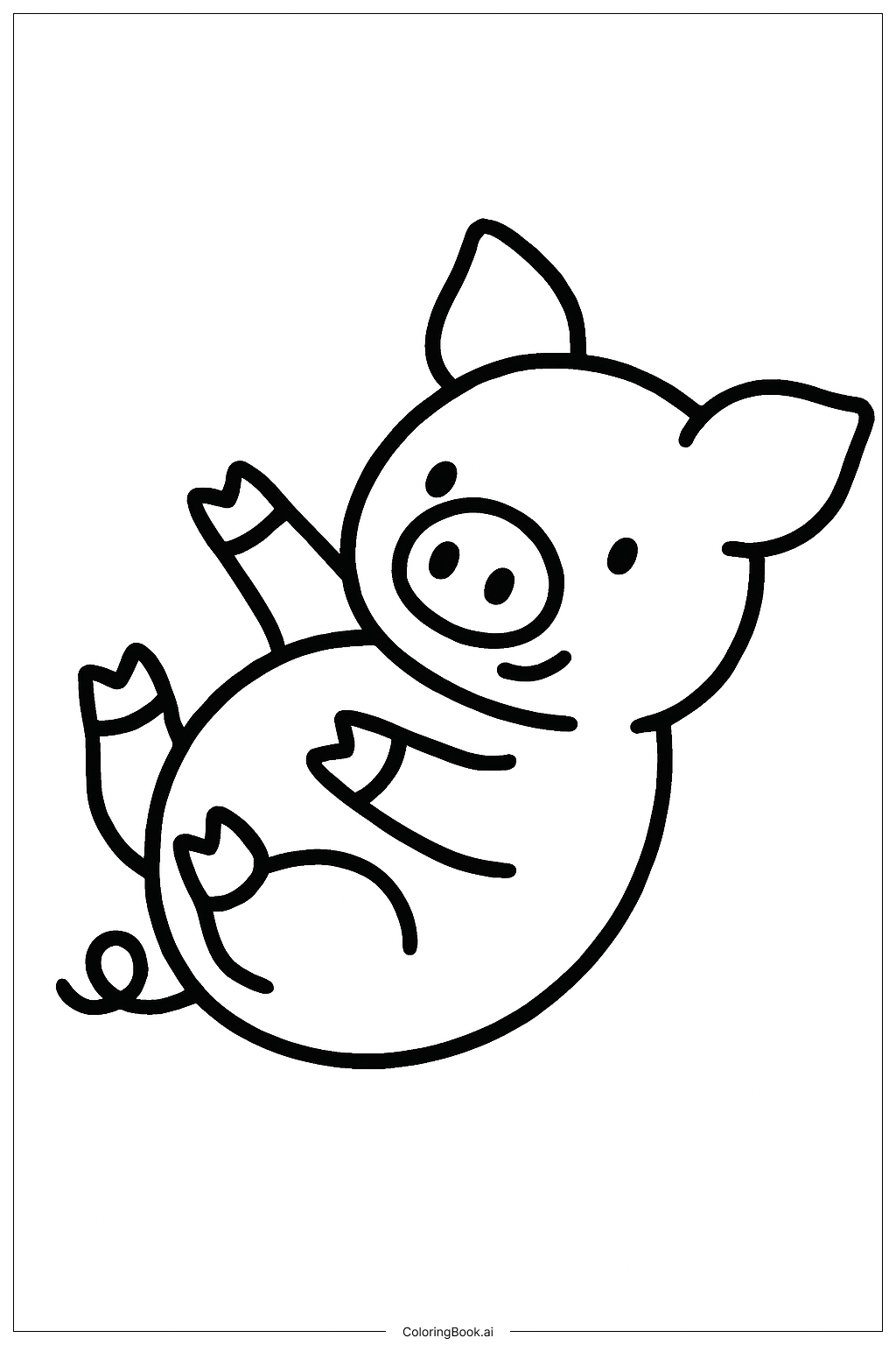  Page de coloriage Porcelet d'Animaux de Ferme en Train de Se Rouler 