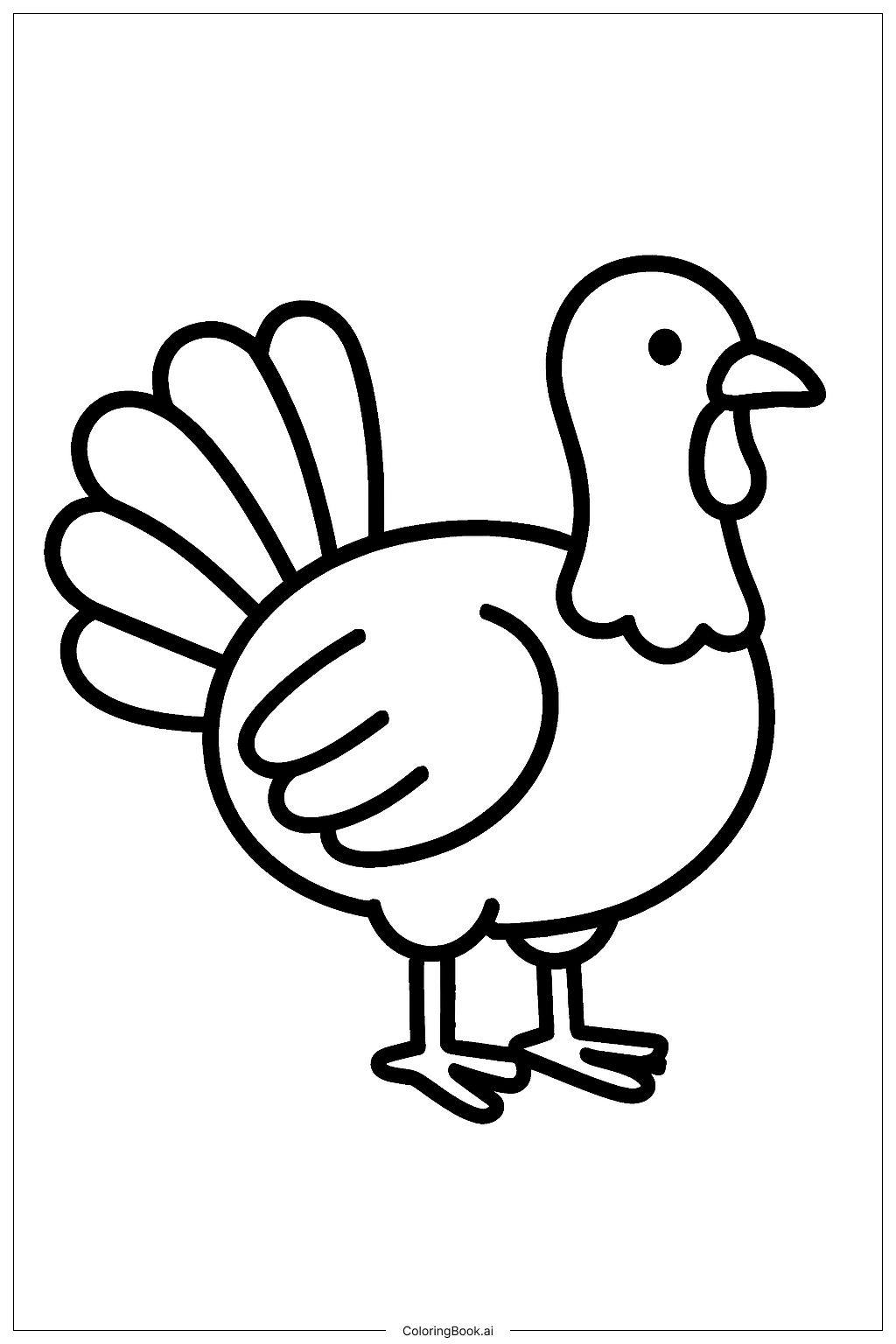  Page de coloriage Dindon de ferme debout 