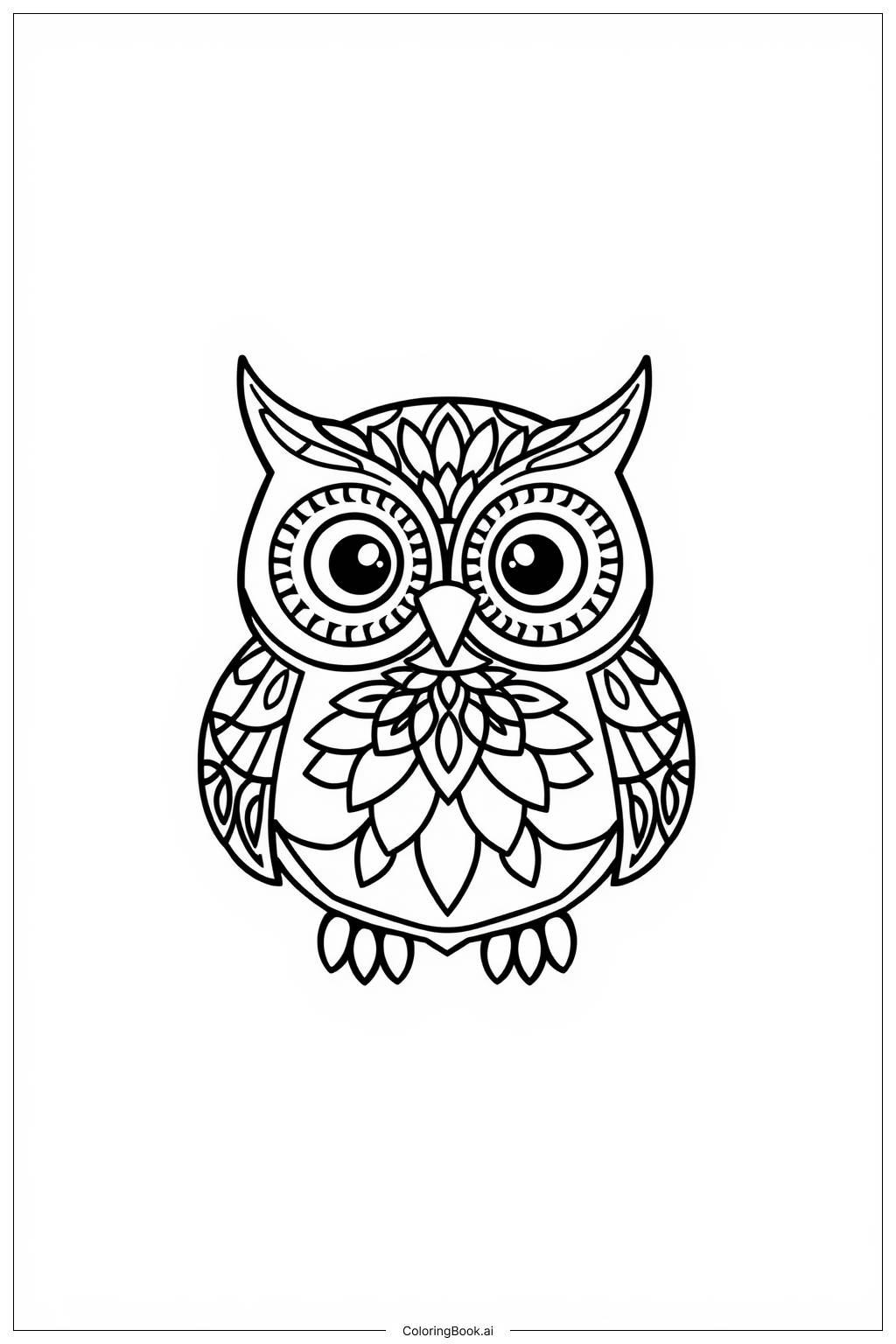  Mandala Owl Design Coloring Page 