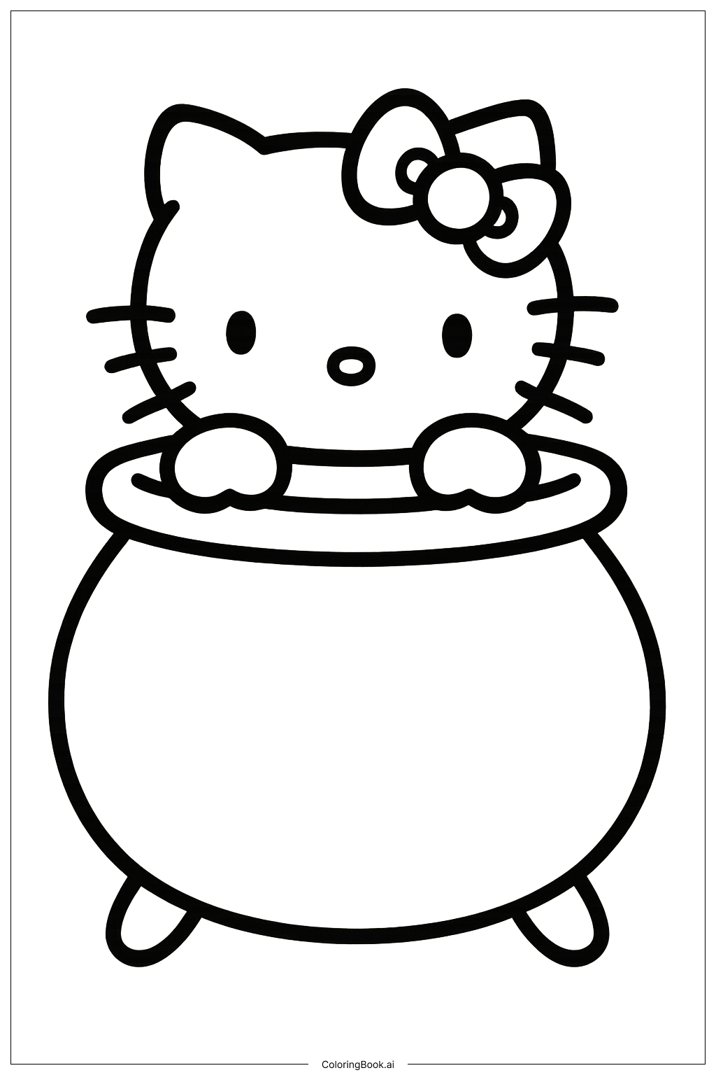  Trang tô màu Hello Kitty Thò Đầu Ra Từ Một Caudron 