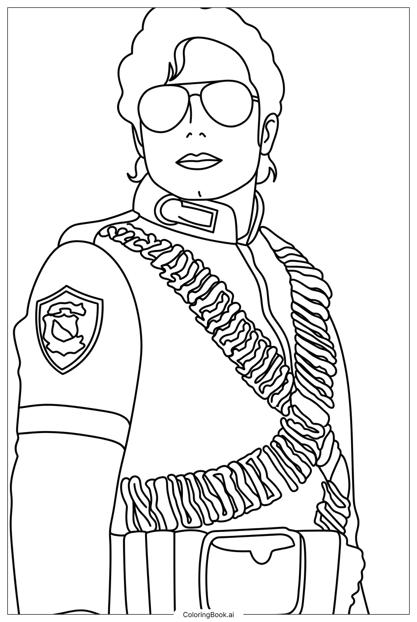 Michael Jackson in regal military sash Coloring Page