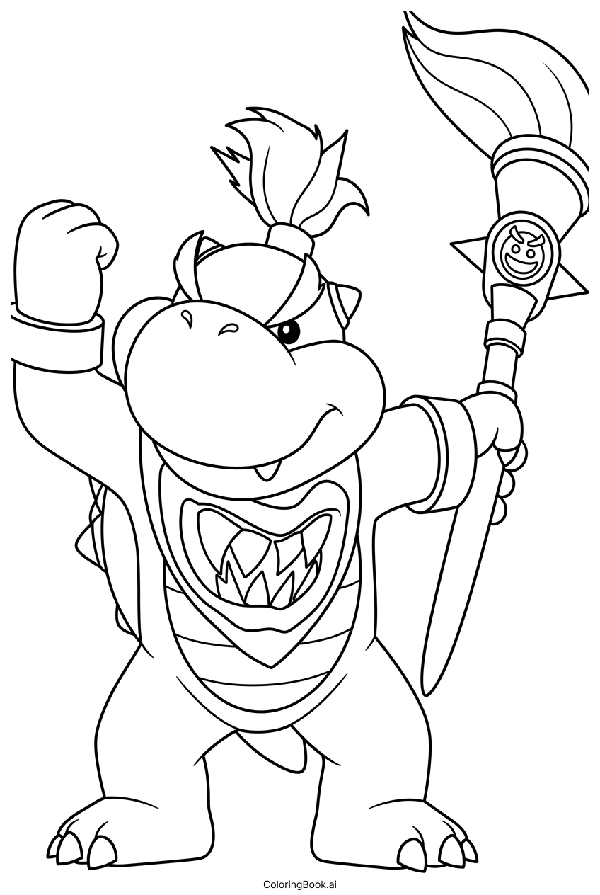 クッパJr.が魔法の絵筆を勝ち誇って掲げる