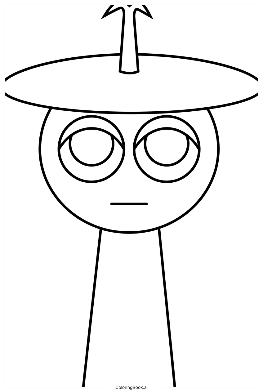Page de coloriage Moine Sprunki au chapeau de champignon médite en silence